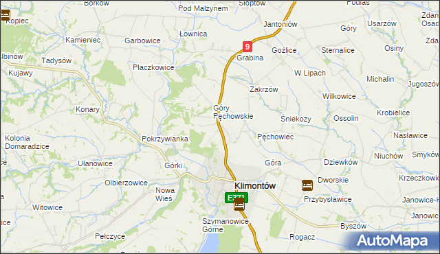 mapa Pęchów, Pęchów na mapie Targeo