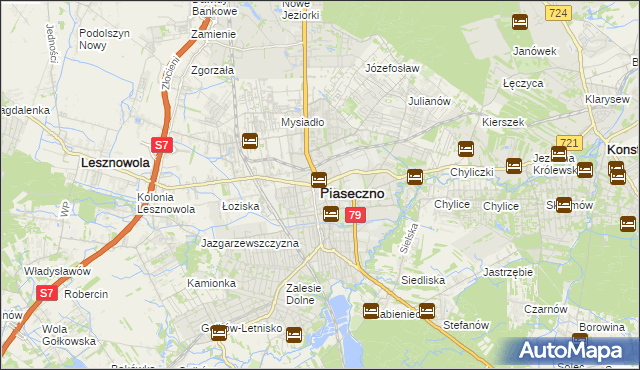 mapa Piaseczno, Piaseczno na mapie Targeo