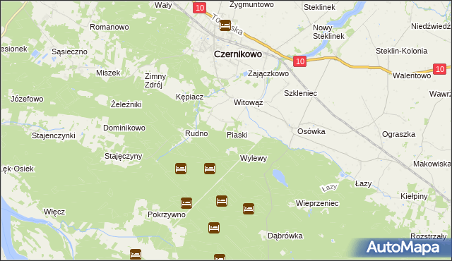 mapa Piaski gmina Czernikowo, Piaski gmina Czernikowo na mapie Targeo