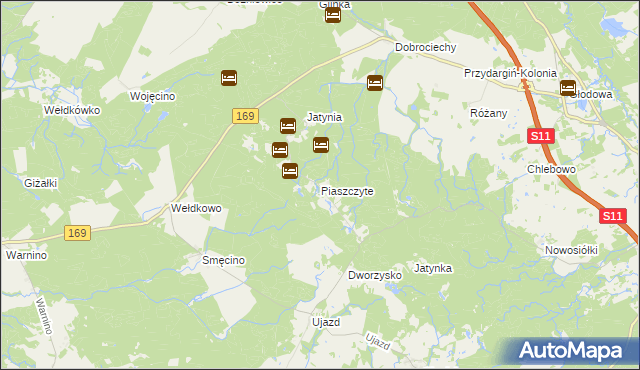 mapa Piaszczyte gmina Bobolice, Piaszczyte gmina Bobolice na mapie Targeo