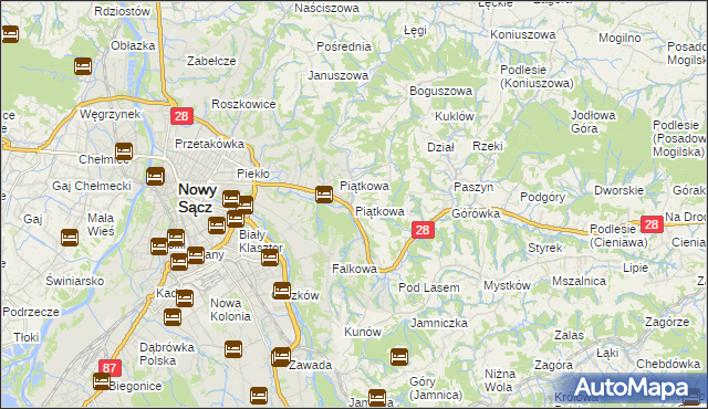mapa Piątkowa gmina Chełmiec, Piątkowa gmina Chełmiec na mapie Targeo