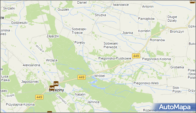 mapa Piegonisko-Pustkowie, Piegonisko-Pustkowie na mapie Targeo