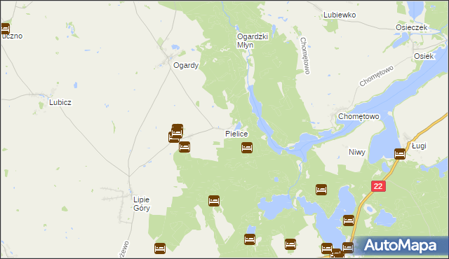 mapa Pielice gmina Strzelce Krajeńskie, Pielice gmina Strzelce Krajeńskie na mapie Targeo