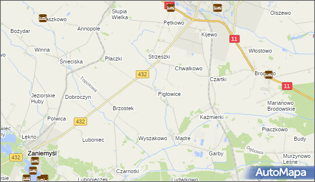 mapa Pigłowice, Pigłowice na mapie Targeo