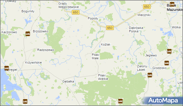 mapa Piłaki Małe, Piłaki Małe na mapie Targeo