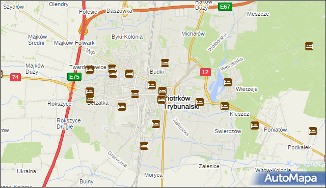 mapa Piotrków Trybunalski, Piotrków Trybunalski na mapie Targeo