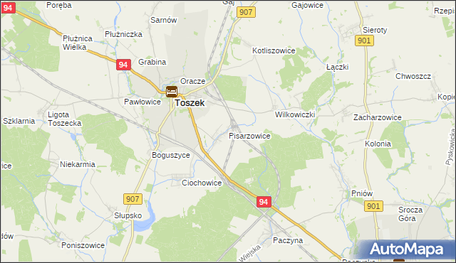 mapa Pisarzowice gmina Toszek, Pisarzowice gmina Toszek na mapie Targeo