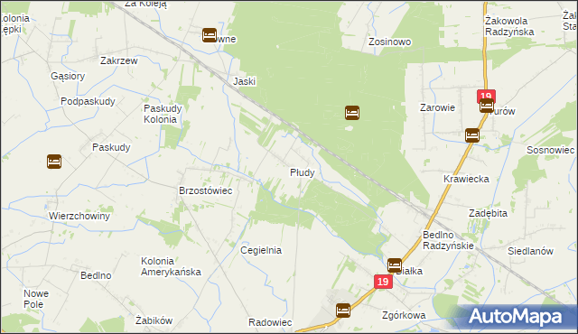mapa Płudy gmina Radzyń Podlaski, Płudy gmina Radzyń Podlaski na mapie Targeo