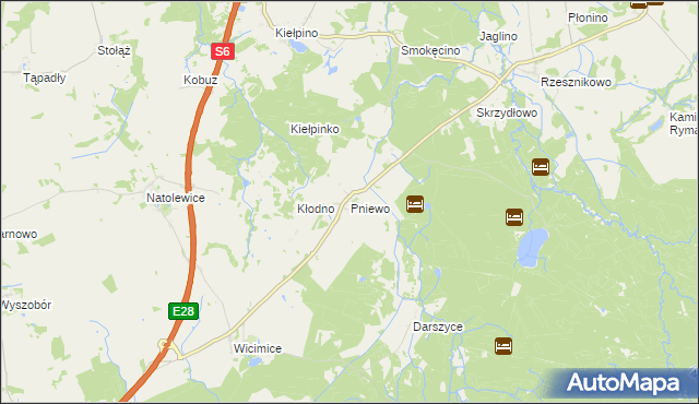 mapa Pniewo gmina Płoty, Pniewo gmina Płoty na mapie Targeo