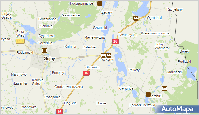 mapa Poćkuny, Poćkuny na mapie Targeo