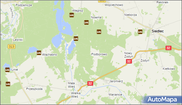mapa Podborowo gmina Siedlec, Podborowo gmina Siedlec na mapie Targeo