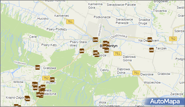 mapa Podgórze gmina Bodzentyn, Podgórze gmina Bodzentyn na mapie Targeo