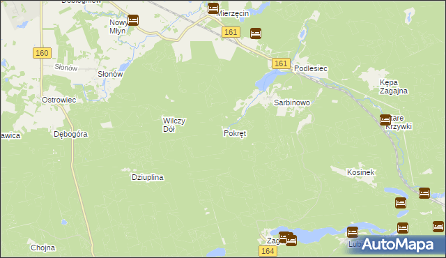 mapa Pokręt gmina Dobiegniew, Pokręt gmina Dobiegniew na mapie Targeo