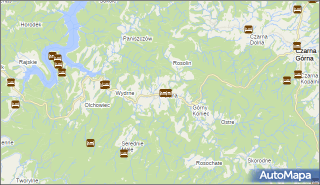 mapa Polana gmina Czarna, Polana gmina Czarna na mapie Targeo