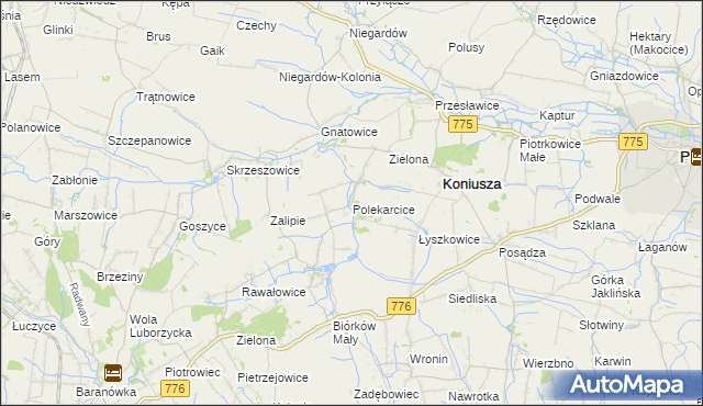 mapa Polekarcice, Polekarcice na mapie Targeo