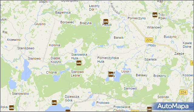 mapa Pomieczyńska Huta, Pomieczyńska Huta na mapie Targeo