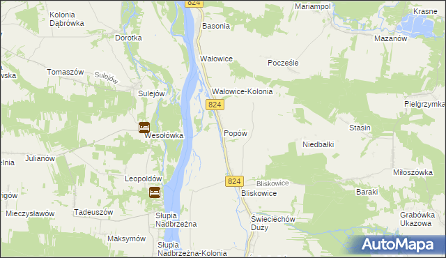 mapa Popów gmina Annopol, Popów gmina Annopol na mapie Targeo