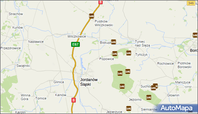 mapa Popowice gmina Jordanów Śląski, Popowice gmina Jordanów Śląski na mapie Targeo
