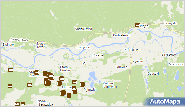 mapa Poręba gmina Przytoczna, Poręba gmina Przytoczna na mapie Targeo