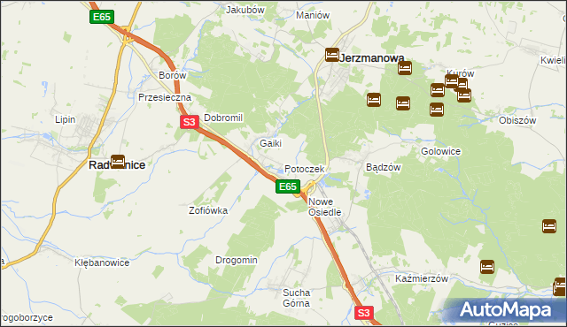 mapa Potoczek gmina Jerzmanowa, Potoczek gmina Jerzmanowa na mapie Targeo