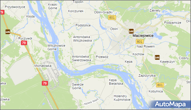 mapa Przewóz gmina Maciejowice, Przewóz gmina Maciejowice na mapie Targeo