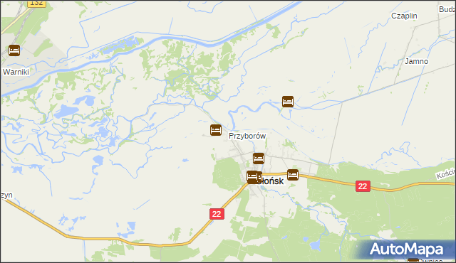 mapa Przyborów gmina Słońsk, Przyborów gmina Słońsk na mapie Targeo