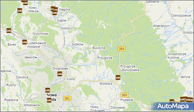 mapa Przygórze gmina Nowa Ruda, Przygórze gmina Nowa Ruda na mapie Targeo