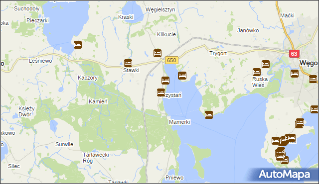 mapa Przystań gmina Węgorzewo, Przystań gmina Węgorzewo na mapie Targeo