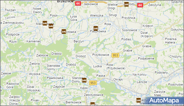 mapa Przytkowice, Przytkowice na mapie Targeo
