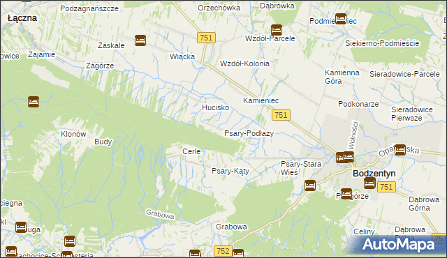 mapa Psary-Podłazy, Psary-Podłazy na mapie Targeo