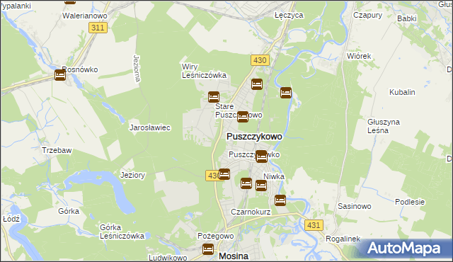 mapa Puszczykowo powiat poznański, Puszczykowo powiat poznański na mapie Targeo