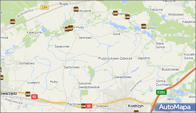 mapa Puszczykowo-Zaborze, Puszczykowo-Zaborze na mapie Targeo