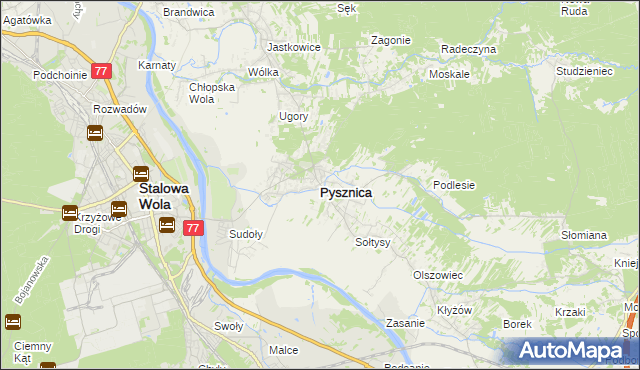 mapa Pysznica, Pysznica na mapie Targeo