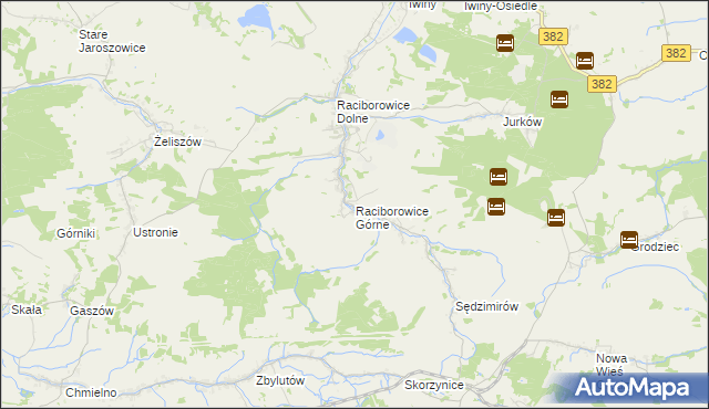 mapa Raciborowice Górne, Raciborowice Górne na mapie Targeo