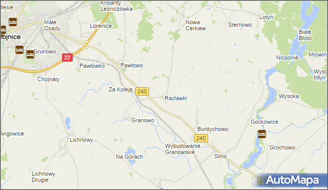 mapa Racławki gmina Chojnice, Racławki gmina Chojnice na mapie Targeo