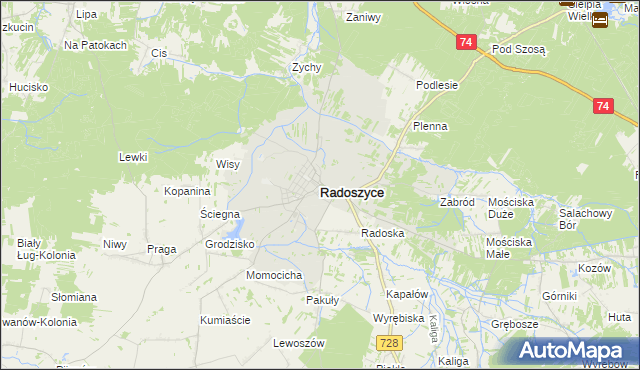 mapa Radoszyce powiat konecki, Radoszyce powiat konecki na mapie Targeo