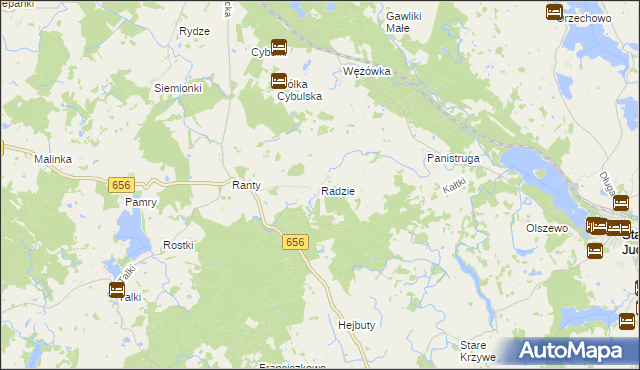 mapa Radzie gmina Wydminy, Radzie gmina Wydminy na mapie Targeo