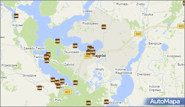 mapa Rajgród powiat grajewski, Rajgród powiat grajewski na mapie Targeo