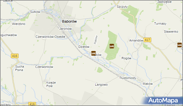 mapa Raków gmina Baborów, Raków gmina Baborów na mapie Targeo