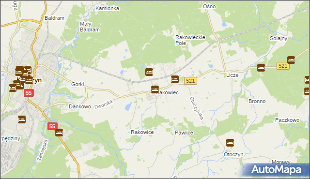 mapa Rakowiec gmina Kwidzyn, Rakowiec gmina Kwidzyn na mapie Targeo