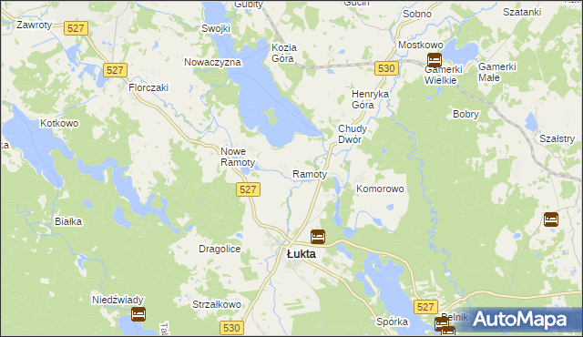 mapa Ramoty gmina Łukta, Ramoty gmina Łukta na mapie Targeo