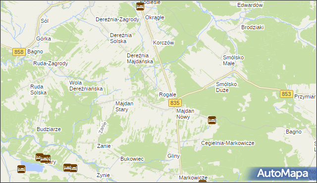 mapa Rogale gmina Księżpol, Rogale gmina Księżpol na mapie Targeo