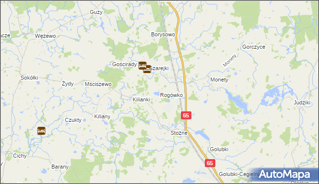 mapa Rogówko gmina Kowale Oleckie, Rogówko gmina Kowale Oleckie na mapie Targeo