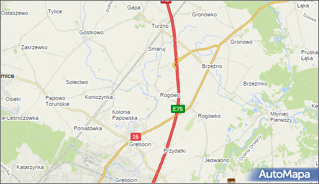 mapa Rogowo gmina Lubicz, Rogowo gmina Lubicz na mapie Targeo