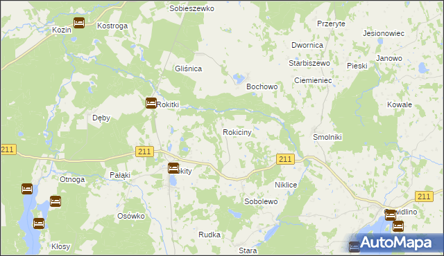 mapa Rokiciny gmina Czarna Dąbrówka, Rokiciny gmina Czarna Dąbrówka na mapie Targeo