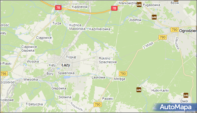 mapa Rokitno Szlacheckie, Rokitno Szlacheckie na mapie Targeo