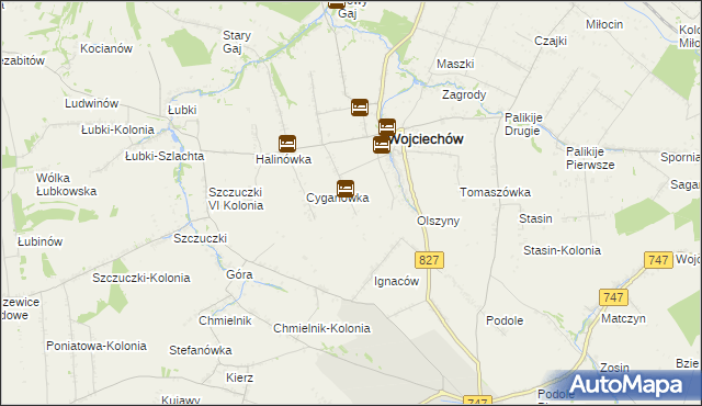 mapa Romanówka gmina Wojciechów, Romanówka gmina Wojciechów na mapie Targeo