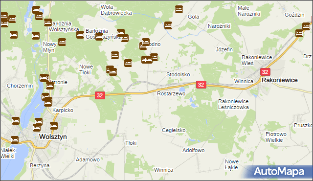 mapa Rostarzewo, Rostarzewo na mapie Targeo