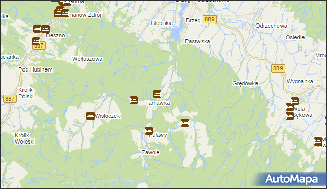 mapa Rudawka Rymanowska, Rudawka Rymanowska na mapie Targeo