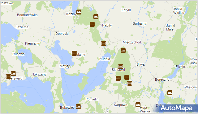 mapa Rudnia gmina Zalewo, Rudnia gmina Zalewo na mapie Targeo